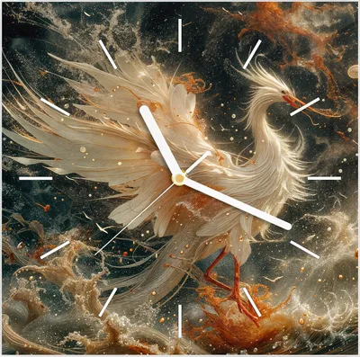 Produktbild von Wanduhr aus Glas mit Motiv Eleganter Vogel- 30 x 30 cm - inkl. Aufhängesystem