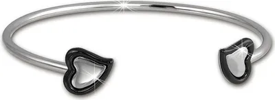 Produktbild von Amello Armreifen Edelstahl Keramik Herz silber schwarz Damen Schmuck ESAX26S5