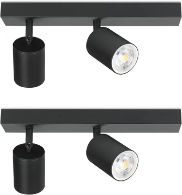 Obrázok produktu pre ZMH LED stropné svietidlo čierne 2 stropné reflektory: GU10 stropné svietidlo bodové 2 plamene 330° otočné stropné reflektory moderné svietidlo do chodby bez žiaroviek