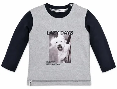 Produktbild von BONDI Jungen Langarmshirt "Lazy Days" 91562 | Grey Melange Größe: 92