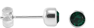 Produktbild von Ohrstecker 925 Sterling Silber mit runden Zirkonia in verschiedenen Farben Farbe - Grün