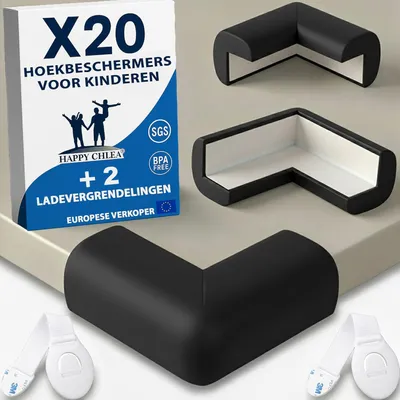 Produktbild von Gummi Eckschutz für Babys, 20 weiche Eckschutz, aktive Schaumtechnologie, kindersicher für Tisch, schwarz