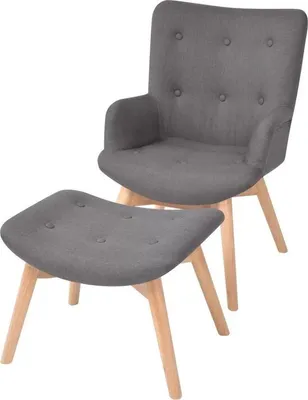 Image de vidaXL Fauteuil avec repose-pieds Tissu Gris Fauteuil Restchair Chaise