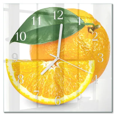 Produktbild von Tulup Glasuhr Wanduhr Küchenuhr Echt-Glas 30x30 cm Modern Dekorativ Geräuschlos Weiße Zeiger - Orangen