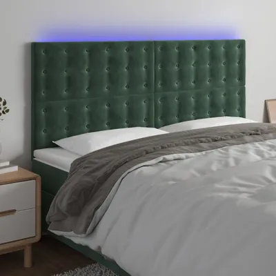 Produktbild von Cloris Designermöbel LED Kopfteil Dunkelgrün 200x5x118/128 cm Samt 2024 Neu