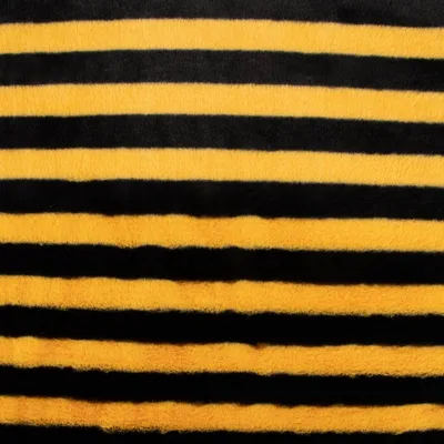 Produktbild von Bienenstoff Meterware Fellimitat Kunstfell Streifen gelb schwarz 1,5m