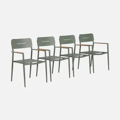 Produktbild von sweeek - 4er-Set Gartenstühle aus Aluminium und Textilene  - Khaki