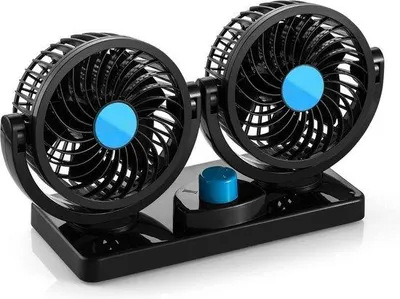 Produktbild von 12 Volt DC Ventilator mit doppelten Blättern und 3M-Aufklebern - effizienter Luftstrom für heiße Luft, Rauchgeruch und Auto-Verwendung