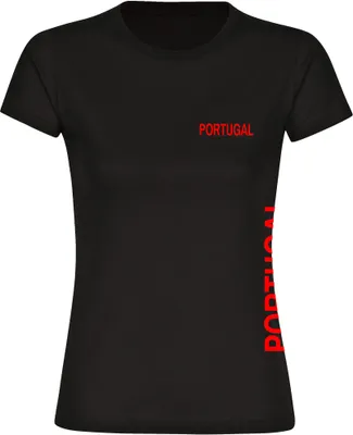 Produktbild von multifanshop Damen T-Shirt - Portugal - Brust & Seite, schwarz, Größe L