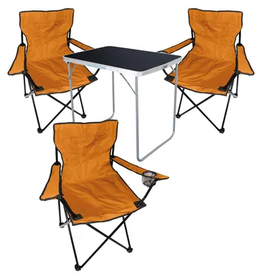 4-tlg Camping Set Gartenmöbel Campingtisch + 3 Campingstuhl Klappstuhl