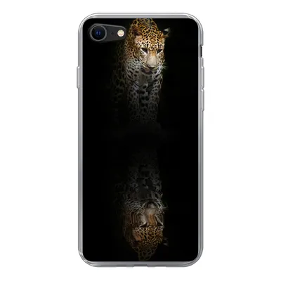 Produktbild von MuchoWow® Handyhülle Schutzhülle Hülle für iPhone 8 Leopard - Reflexion - Schwarz Silikon Softcase Handy Hülle - Schutzhaube