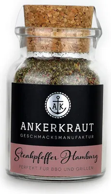Immagine prodotto di Ankerkraut bistecca pepe Hamburg pepe spezia in un barattolo di sughero 80 g mix di pepe