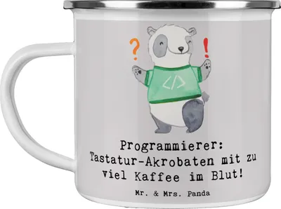 Produktbild von Mr. & Mrs. Panda Teebecher Programmierer Kaffeeheld - Grau Pastell - Geschenk, Berufe, Teetasse, Haferl, becher emaille, Programmiersprachen, Pott, Tastatur, Beruf, Tasse