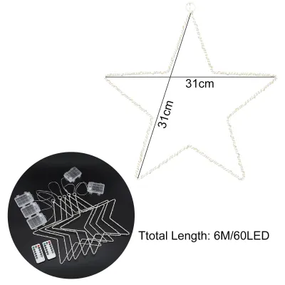 Immagine prodotto di Set di 5 catene luminose a LED a forma di stella - Stella a cinque punte 31 x 33 cm - Luce bianca calda - Decorazione alimentata a batterie