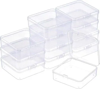 Produktbild von 12 Stk. transparente Plastikboxen mit Scharnieren für Perlen