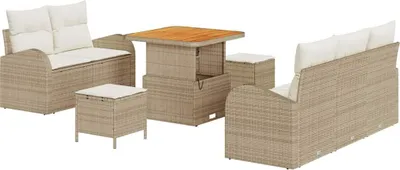 Image de Ensemble de canapés de jardin vidaXL, 8 pièces, beige, en polyrotin