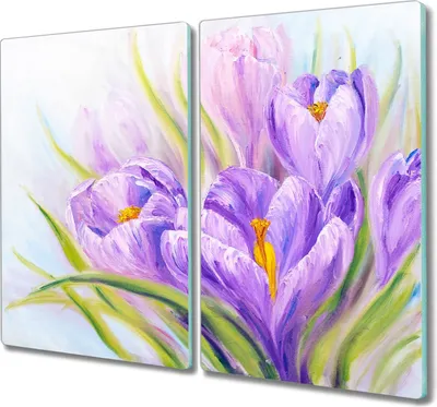 Produktbild von Coloray Herdabdeckplatte 2x30x52 cm Schneidebrett Kochplattenabdeckung Küchenbrett Hackbrett - Blumen Pflanzen Natur