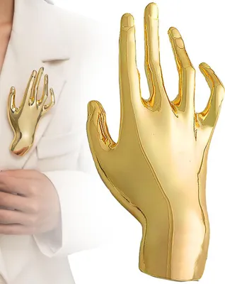 Productafbeelding van Broche – Gouden, handgevormde broche – Luxe damesaccessoire – Goudkleurige broche voor dames – Decoratieve speld – 11 x 5 cm