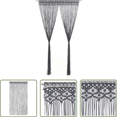 Produktbild von The Living Store Makramee Vorhang Anthrazit 140x240 cm Baumwolle