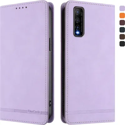 Immagine prodotto di Custodia per Vivo Y70S, retro custodia in Finto cuoio flip con supporto e slot per carte Purple