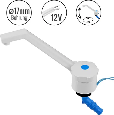 Produktbild von 12 Volt Wasserhahn "Novo" für Kaltwasser,Grau, Bauhöhe 135mm, klappbar, 90g