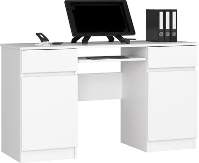 Produktbild von Akord Schreibtisch 2 Türen 2 Schubladen Weiß 135X50X77 Cm