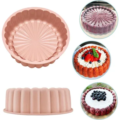 Productafbeelding van Siliconen bakvorm, rond, zonnebloemmotief, 20 cm, roze