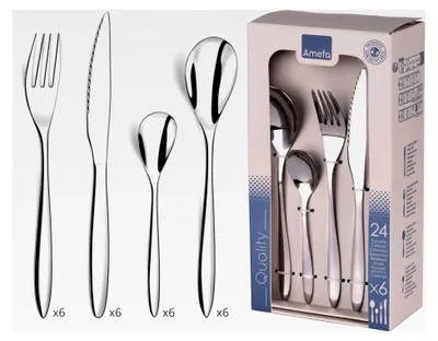 Produktbild von 24-teiliges Besteckset für 6 Personen – Actual – Edelstahl 18/0, glänzende Oberfläche