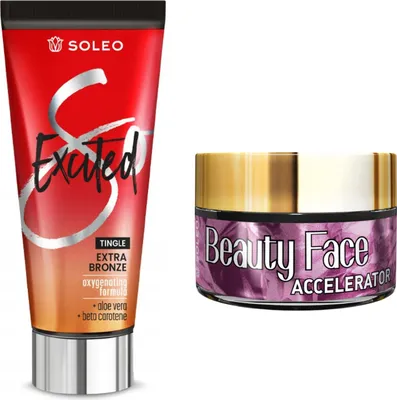Image de Soleo bronzer excité + verre de beauté visage