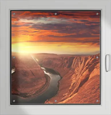 Produktbild von Wallario Lichtschutzbild, Dekorativer Sichtschutz Sonnenschutz 96 x 93 cm mit Motiv: Grand Canyon bei Sonnenuntergang - Verdunklung ohne Bohren