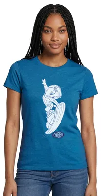 Produktbild von Spreadshirt Looney Tunes Tweety Mit Snowboard Frauen T-Shirt, M, Antikblaues Saphir meliert