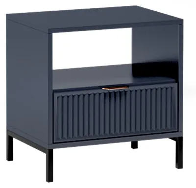 Produktbild von Nachttisch in Indigo blau mit Rillenoptik LAURO-161