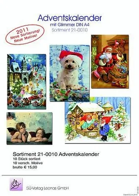 Produktbild von Karte Adventkalender Sortiment mit Glimmer