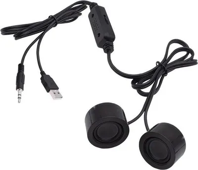 Image de Mini-haut-parleur USB compact pour ordinateur de bureau et portable - haut-parleur stéréo portable de 3,5 mm avec réglage du volume pour MP3 et téléphone - câble de 1,2 m