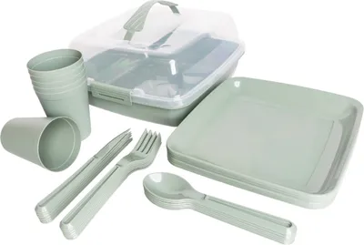 Produktbild von Michelino 32-tlg. Picknick-Set ALYTHIA Picknickset Besteck Geschirr 28355 grün