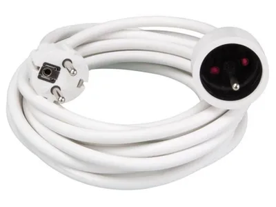 Produktbild von Perel Verlängerungskabel, H05VV-F 3G1.5, 5 m, 16 A/230 V, 3500 W, Typ E/F, für innen, PVC, weiß