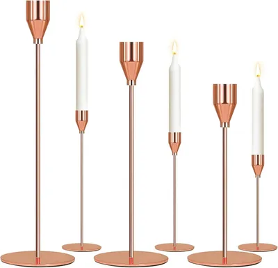 Immagine prodotto di 3 portacandele da tavolo (color oro rosa)