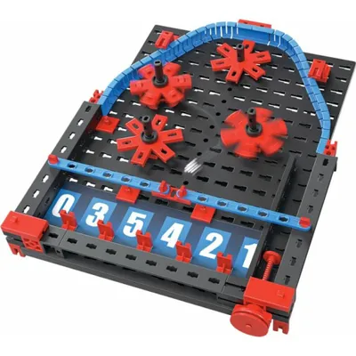 A fischertechnik Advanced Pinball construction set is shown on a white background.