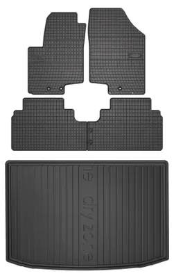 Image de Tapis en caoutchouc + bac de coffre pour Hyundai ix20 2010-2018 (monospace, plancher bas) – 5 pièces, noirs, sur mesure