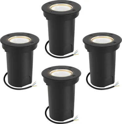 Immagine prodotto di Bettizia 4x 3W Faretto da terra orientabile IP67 per esterni Faretto da incasso a LED Faretto da terra Lampada da terra Bianco neutro - Alloggiamento nero