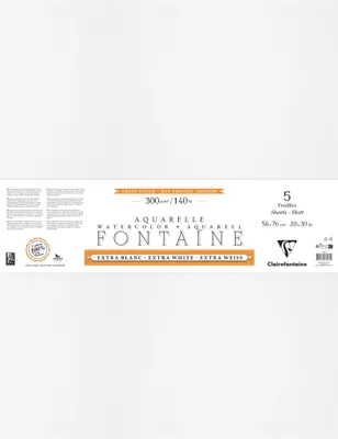 Produktbild von Clairefontaine Aquarellpapier 5 Blatt Bogen mit 4-seitigem Büttenrand - 976033C