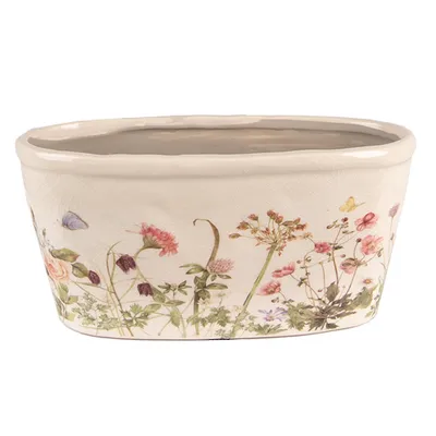Produktbild von Clayre & Eef Blumentopf 27x13x14 cm Rosa Beige Keramik Blumen
