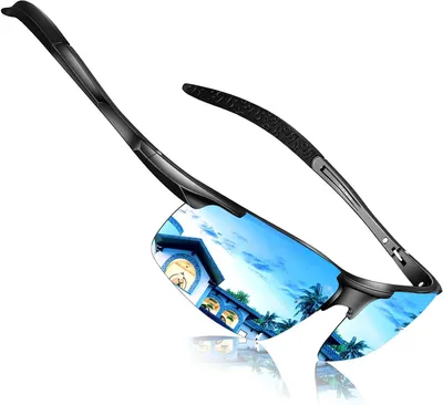 Zdjęcie produktu dla Okulary przeciwsłoneczne męskie - okulary sportowe do wędkowania - do uprawiania sportów na świeżym powietrzu - soczewki polaryzacyjne - ochrona przed promieniowaniem UV - czarne
