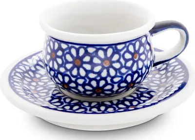 Produktbild von Original Bunzlauer Keramik 40 ml Espressotasse Mokkatasse Ø5,8 cm mit Untertasse Ø10,0 cm für 1 Espresso Design 120