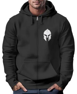 Produktbild von Herren Sweatjacke Kapuze Zip Hoodie mit Print Aufdruck Sparta Helm Fashion Streetstyle Neverless® schwarz 4XL
