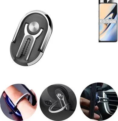Produktbild von K-S-Trade 3in1 Smartphone-Ring Handy-Ring kompatibel mit OnePlus 7 Fingerhalterung  Handyring Tischständer Lüftungsgitter-Halterung Tisch Ständer