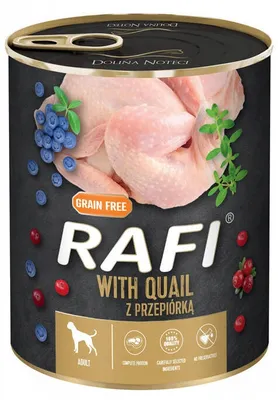 Produktbild von Dolina Noteci Rafi Nassfutter für Hunde mit Wachteln  Heidelbeeren und Preiselbeeren - 800g
