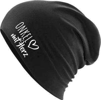 Produktbild von Huuraa Beanie Onkel mit Herz Black One Size Baumwolle und Elasthan Mütze Geschenkidee