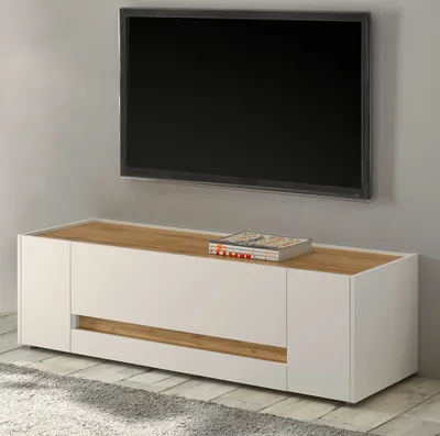 Produktbild von TV Lowboard "Center" in weiß mit Wotan Eiche, TV-Unterschrank 140 x 40 cm