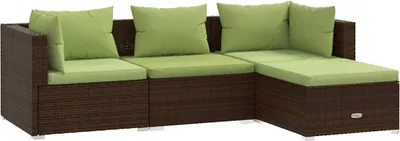 Produktbild von vidaXL 4-tlg. Garten-Lounge-Set mit Auflagen Poly Rattan Braun